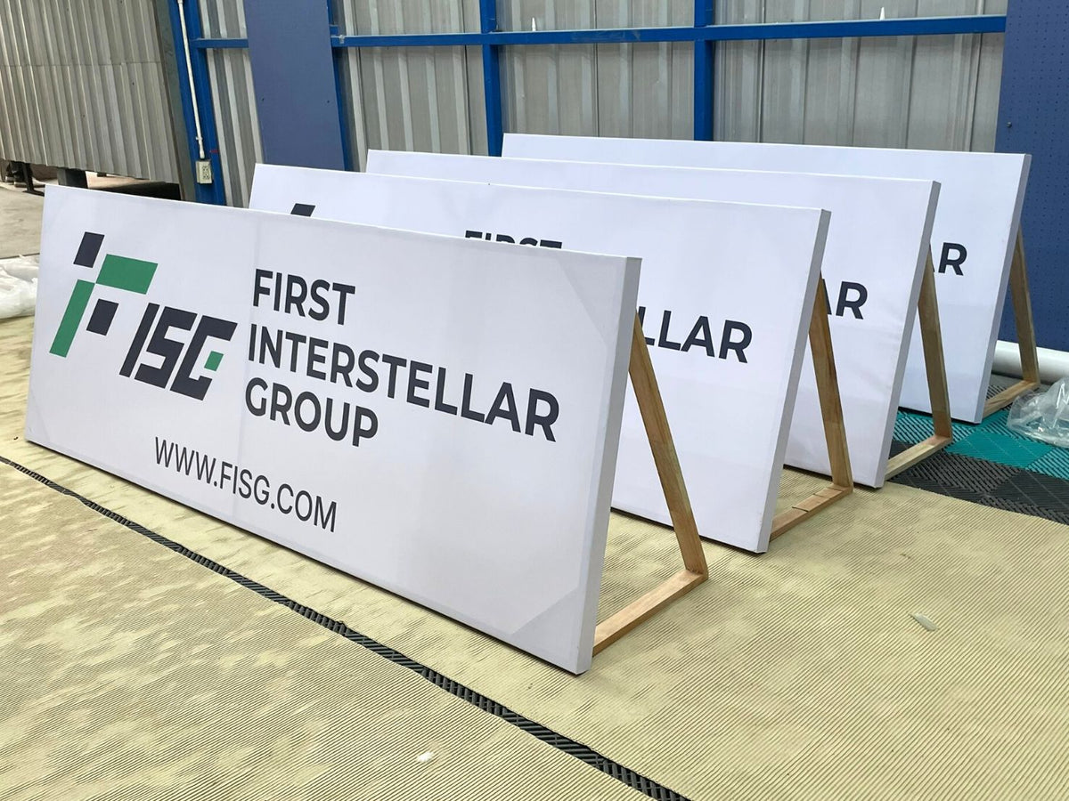 ป้ายไวนิล ขึงโครงไม้