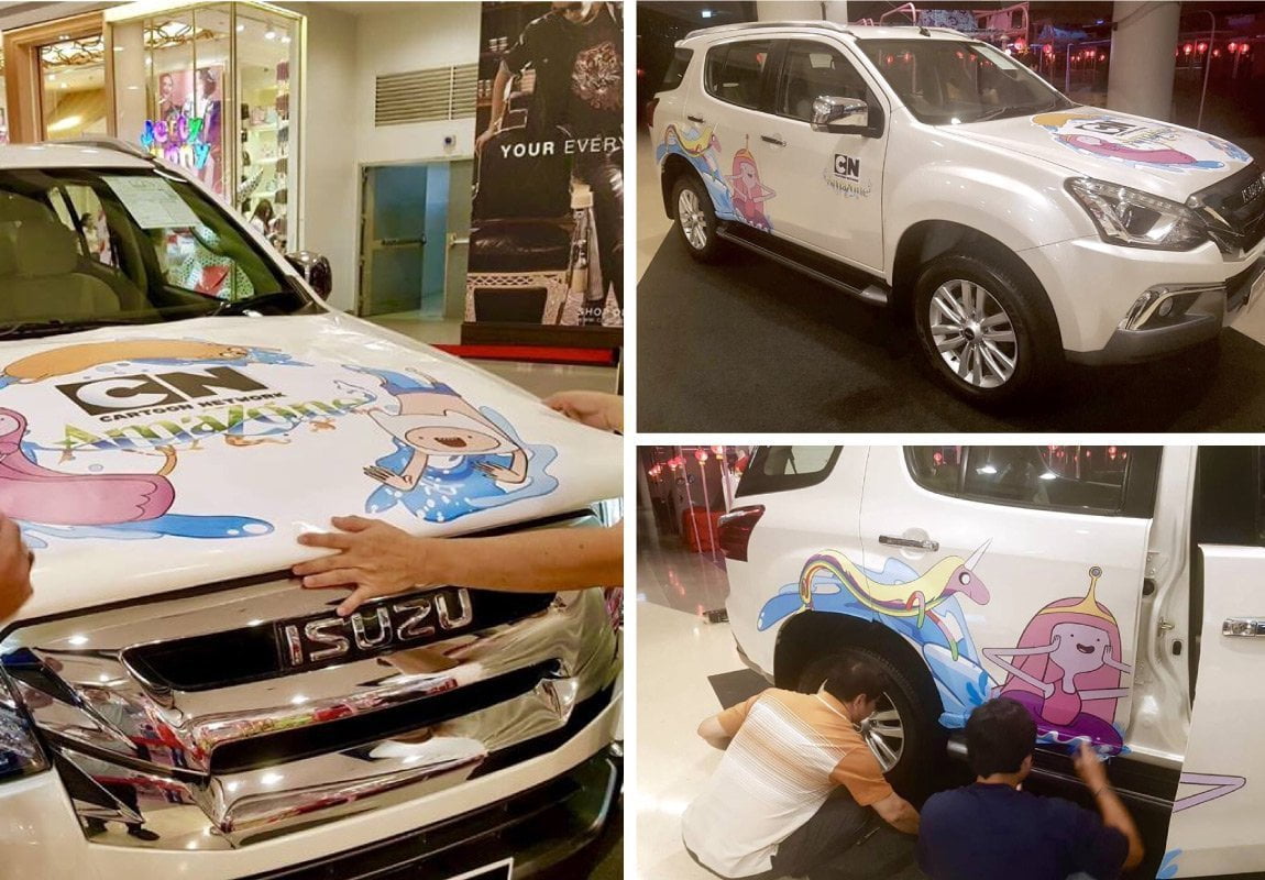 สติ๊กเกอร์ติดรถ Car Wrap แร็ปสติ๊กเกอร์ วัสดุคุณภาพสูง 3M พิมพ์คมชัด ติดทนทาน เหมาะสำหรับโฆษณาและตกแต่งรถทุกประเภท