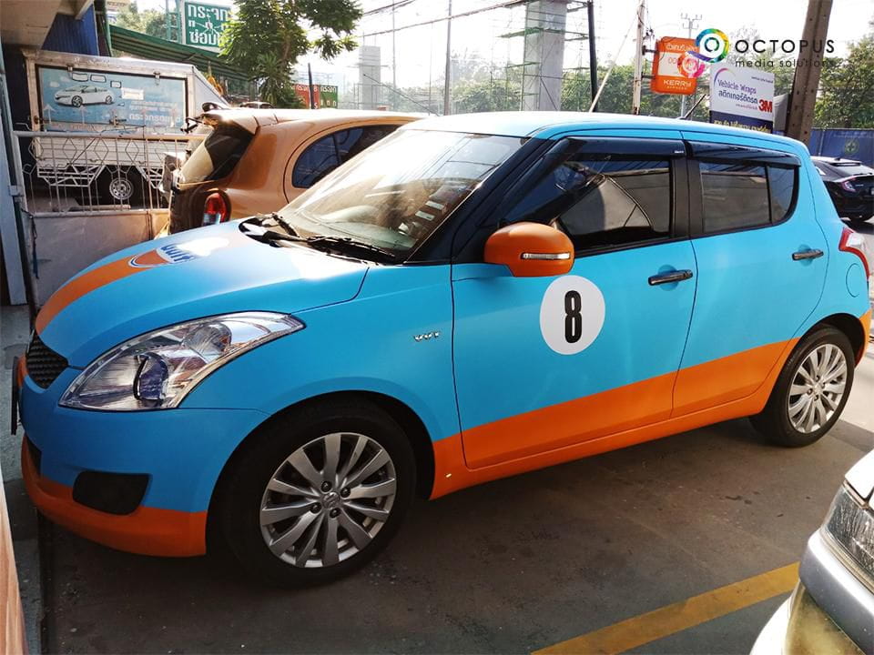 สติ๊กเกอร์ติดรถ Car Wrap แร็ปสติ๊กเกอร์ วัสดุคุณภาพสูง 3M พิมพ์คมชัด ติดทนทาน เหมาะสำหรับโฆษณาและตกแต่งรถทุกประเภท