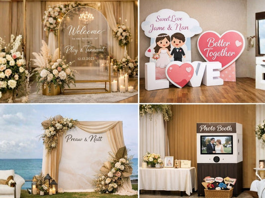 องค์ประกอบงานแต่งที่ขาดไม่ได้ : ป้ายถ่ายรูป แบ็คดรอป และ Photobooth