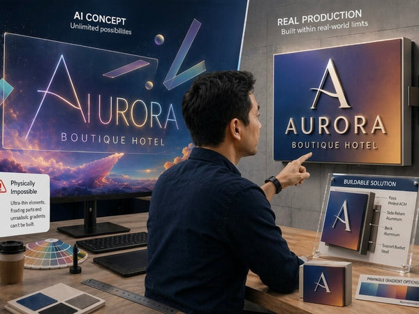 ภาพ AI Generate ใช้ทำป้ายได้ไหม — AI Concept vs Real Production | Octopus Media Solutions