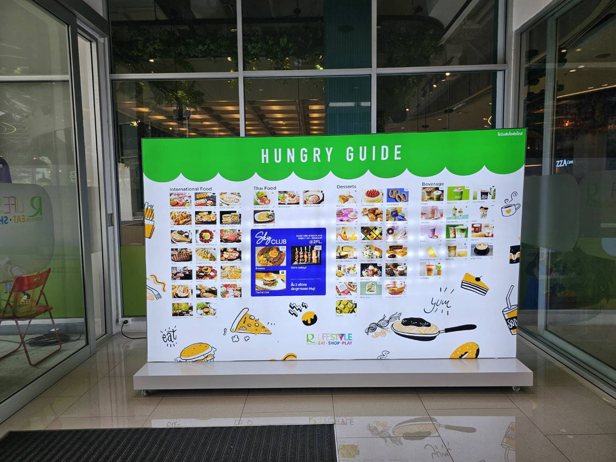 ป้ายกล่องไฟผ้า 3P ฐานตั้งพื้น มีล้อลาก เคลื่อนย้ายสะดวก เหมาะสำหรับงานอีเวนต์และงานโปรโมชัน