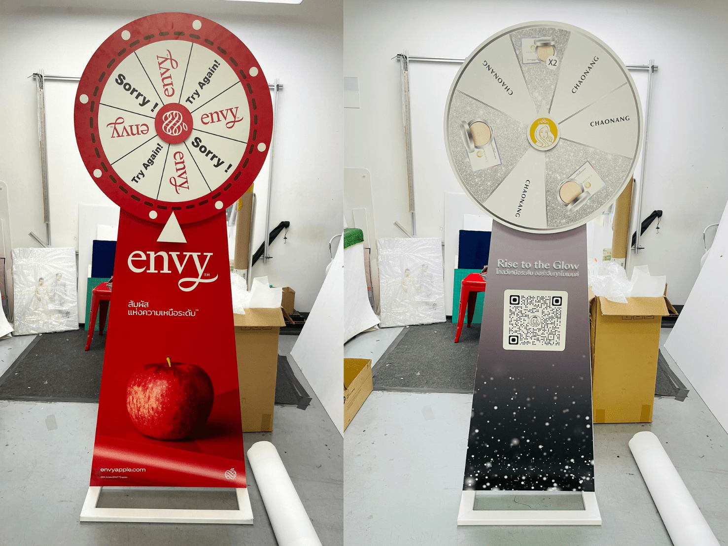 วงล้อหมุน envy สีแดงขาวเงา สำหรับโปรโมชันและอีเวนต์