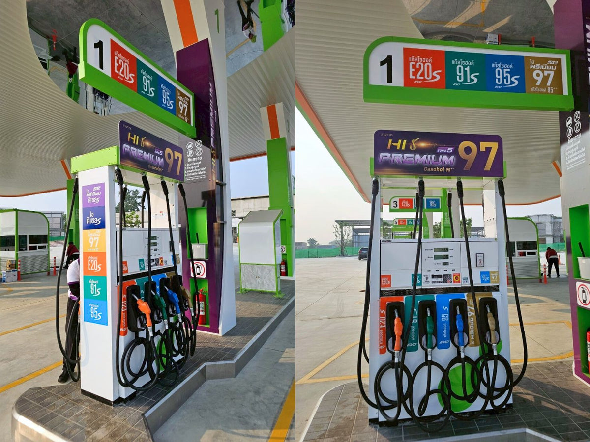 สติ๊กเกอร์ปั๊มน้ำมัน ทนแดดฝน พิมพ์คมชัด เหมาะสำหรับสถานีบริการน้ำมัน และงานอุตสาหกรรม