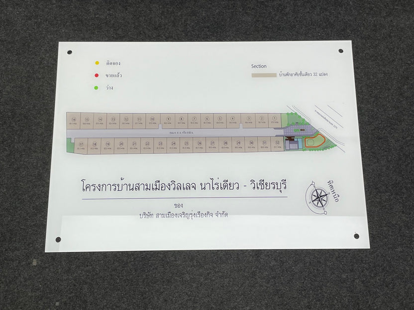 วัสดุคุณภาพสูง พิมพ์คมชัด ทนแดดทนฝน ป้ายแผนผังโครงการ