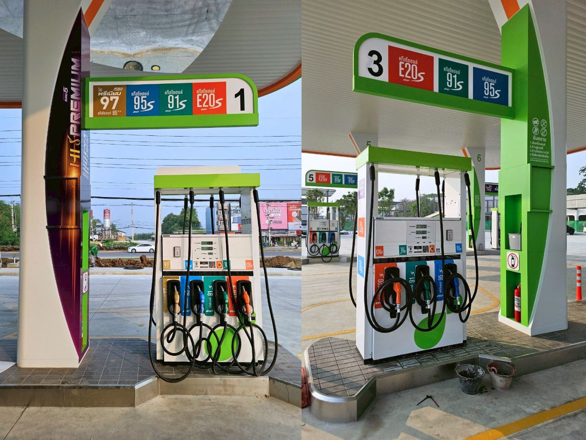 สติ๊กเกอร์ปั๊มน้ำมัน ทนแดดฝน พิมพ์คมชัด เหมาะสำหรับสถานีบริการน้ำมัน และงานอุตสาหกรรม