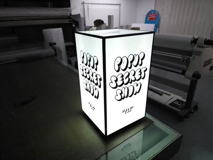 Acrylic light box, lights around the sign, attached from the wall