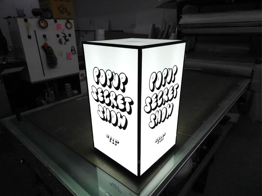 กล่องไฟอะคริลิคส่องสว่างพร้อมข้อความ popup secret show