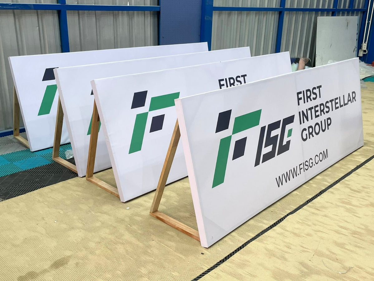 ป้ายไวนิล ขึงโครงไม้