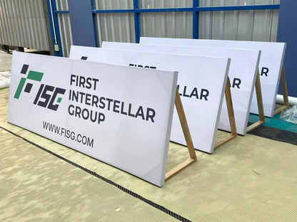 ป้ายไวนิล ขึงโครงไม้