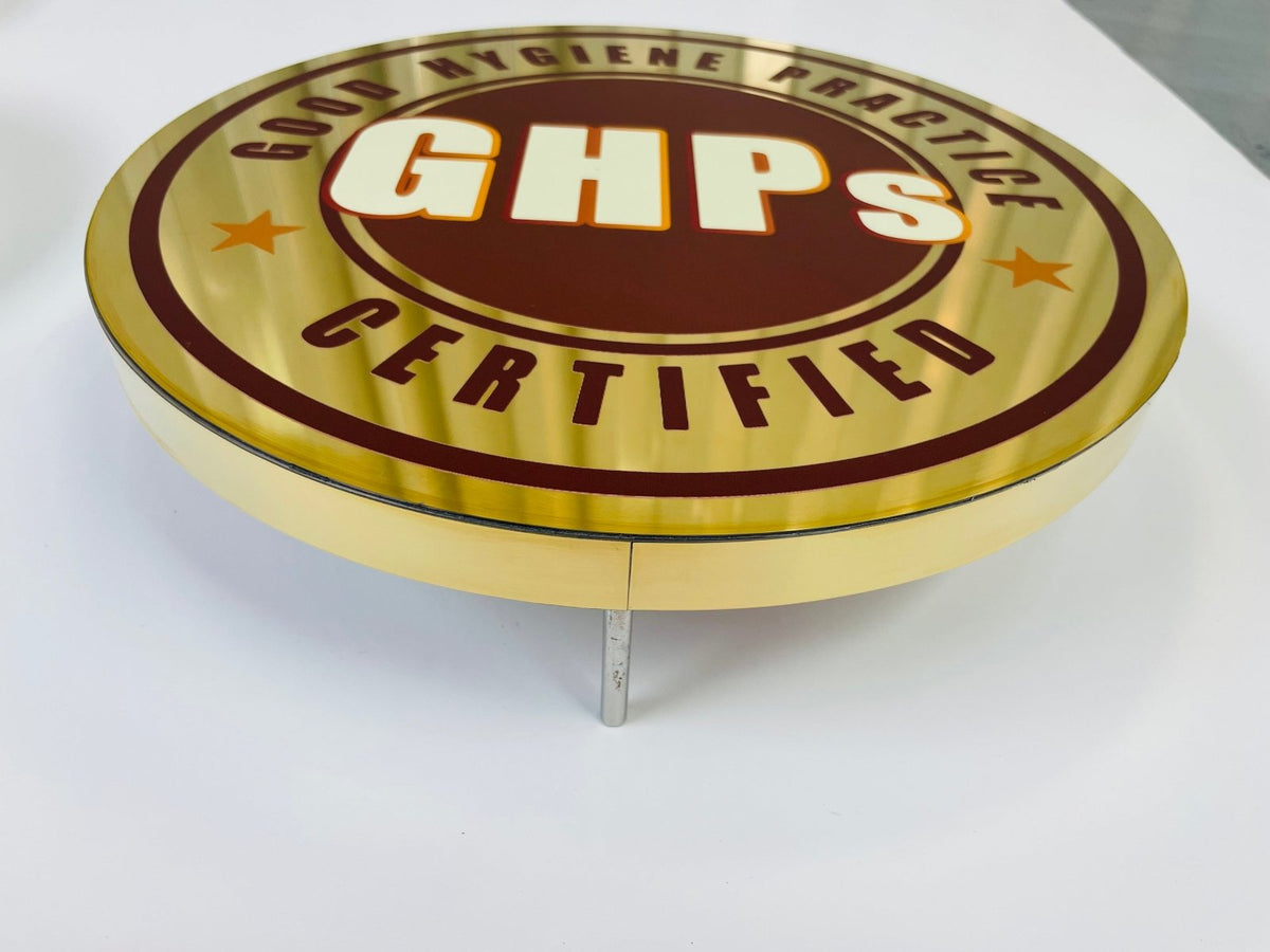 ตราสัญลักษณ์ ตราสแตนเลส พิมพ์ยูวี คมชัด ทนทาน เหมาะสำหรับองค์กร บริษัท และหน่วยงาน