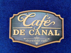 ป้ายไม้นูน Cafe De Canal ร้านกาแฟ สไตล์วินเทจ ทาสีมือ