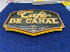 Carved Wood Plaque Cafe sign dimensional letters gold finish