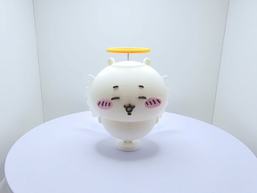 เทียนกลมสีขาวธีมเทวทูต แก้มชมพู ฮาโลเหลือง โปรโตไทป์ 3D