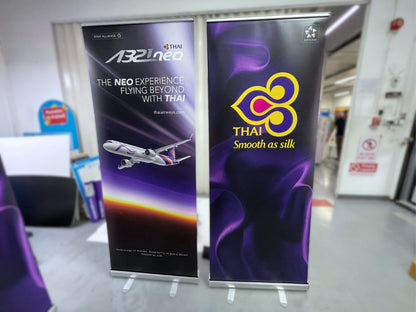 ป้าย Roll Up Banner พร้อมโครงอะลูมิเนียม น้ำหนักเบา พกพาง่าย