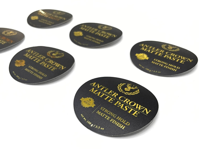 ภาชนะพาสต์เมตต์ทรงรีสีดำมงกุฎกวาง โฟล์ยทอง กันน้ำ PVC PP ไดคัท