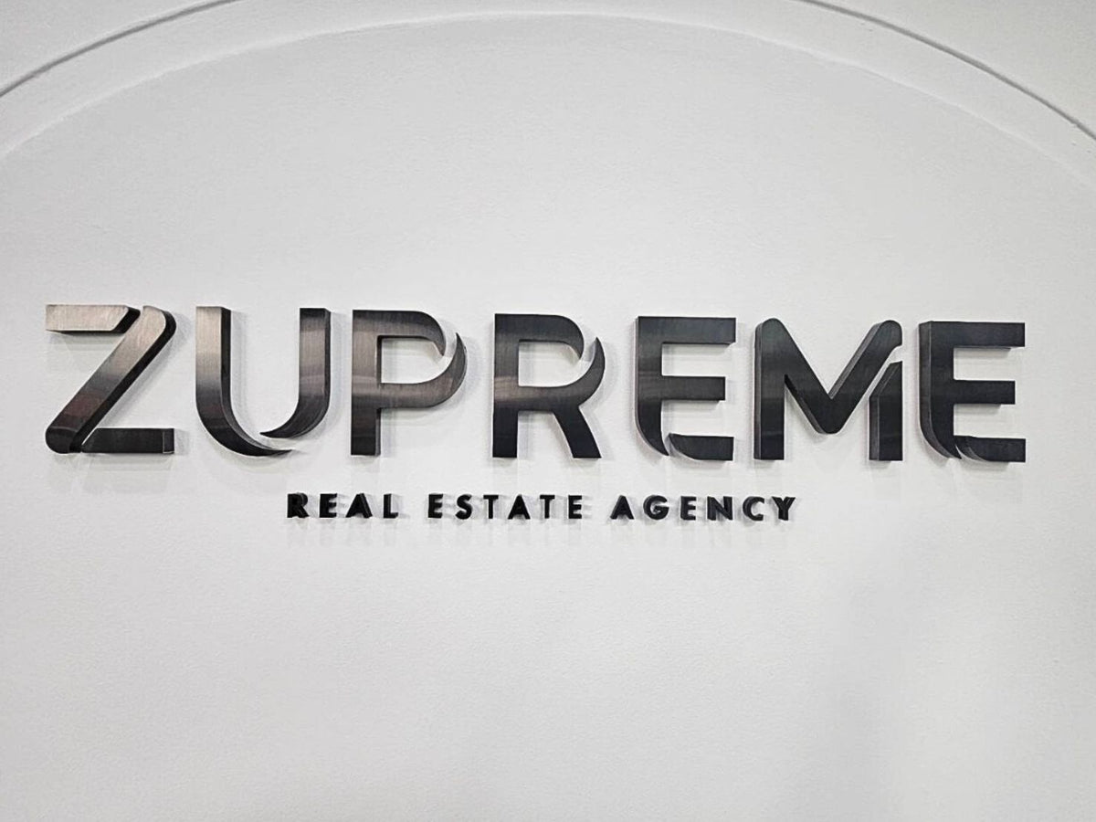 ป้ายชื่อบริษัทอักษรโลหะ อักษรสแตนเลส แข็งแรง ทนทาน เหมาะสำหรับป้ายบริษัทและอาคารสำนักงาน