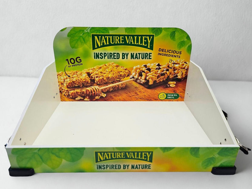 ถาดแจกชิมถาดสะพาย Nature Valley ซีเรียลบาร์ สีเขียวเหลือง