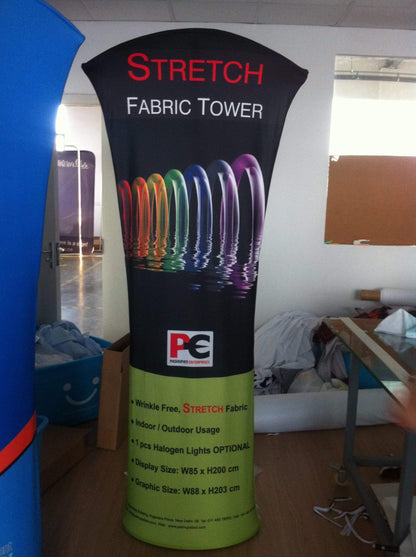 สแตนด์ออกบูธ มีที่วางของ บูธวางโบร์ชัวร์  fabric texture ป้ายตั้งพื้นโฆษณา สแตนด์จัดนิทรรศการ บูธงานพิมพ์ผ้า งานไวนิล ราคาถูก