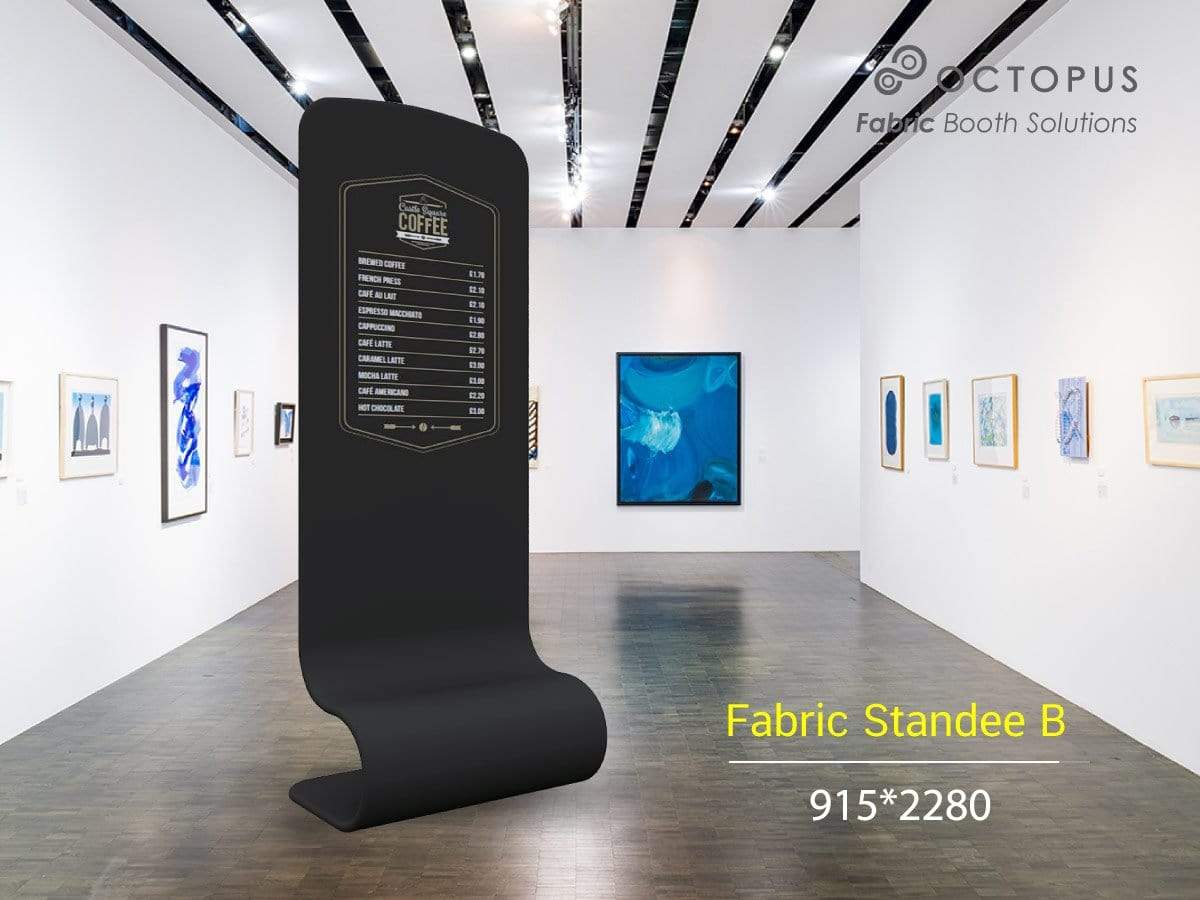 ป้ายตั้งพื้นแบบผ้า บริษัท ออคโทพุส fabric stand ตั้งพื้น เซตจัดนิทรรศการ POSM ออกบูธ fabric Texture ราคาถูก มีบริการจัดส่ง