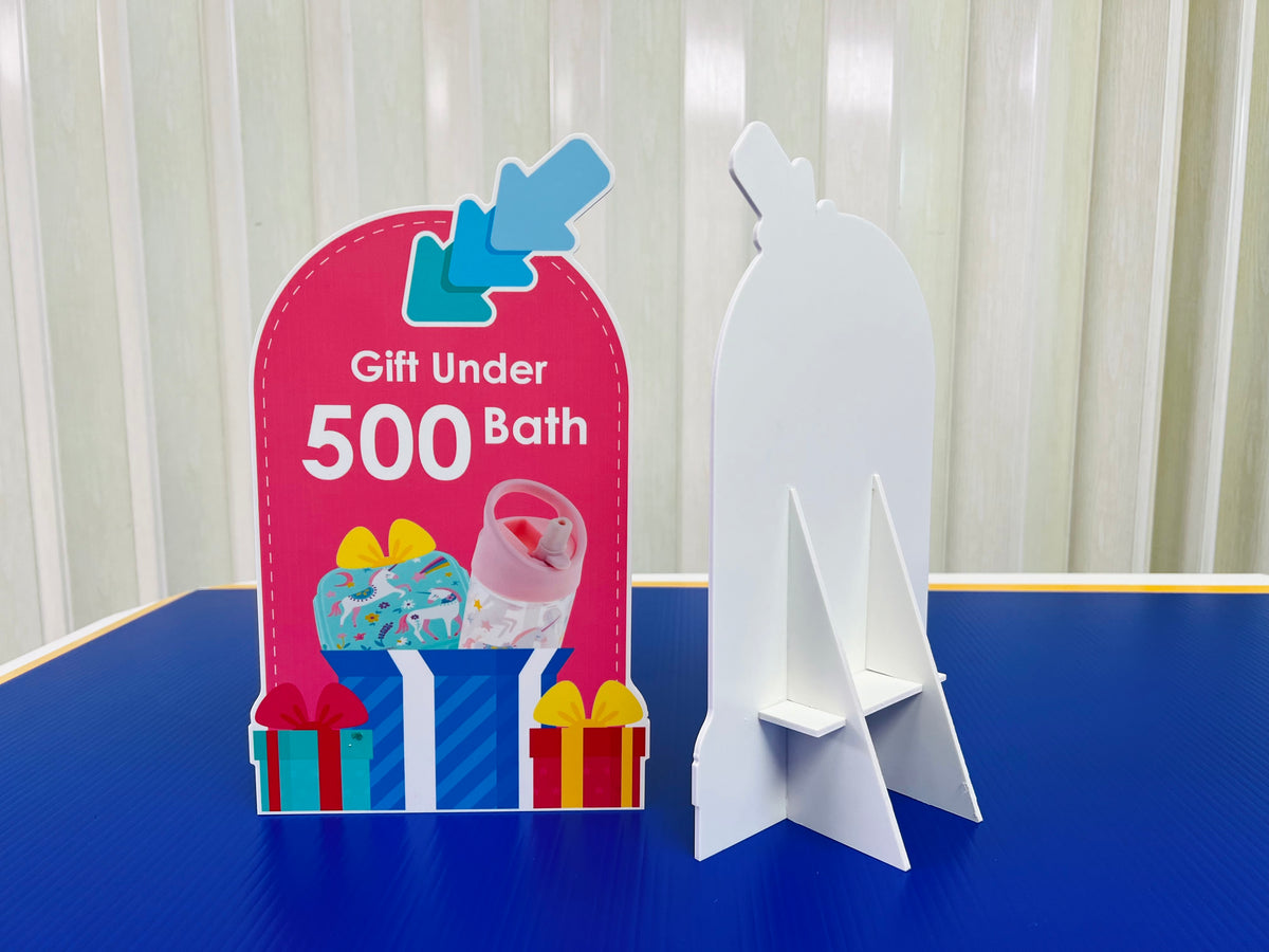 ป้ายพลาสวูด ติดสติ๊กเกอร์ สกรีนพิมพ์ยูวี