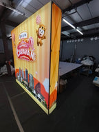 Fabric backdrop, LED lights, kangaroo frame