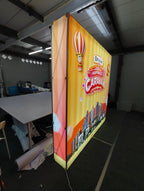 Fabric backdrop, LED lights, kangaroo frame