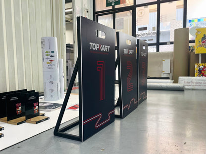 ป้ายตั้งพลาสวูด โครงเหล็ก แข็งแรง ทนแดดฝน เหมาะสำหรับงานอีเวนต์ และป้ายโฆษณากลางแจ้ง