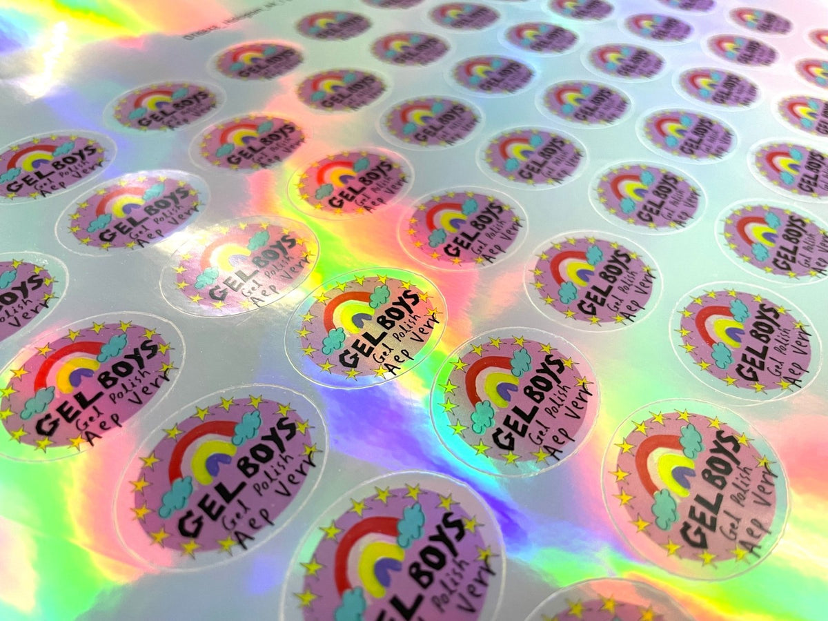 สติ๊กเกอร์โฮโลแกรม Hologram Sticker กันปลอม สะท้อนแสงหลากสี เพิ่มมูลค่าแบรนด์ เหมาะสำหรับฉลากสินค้า และงานพรีเมียม