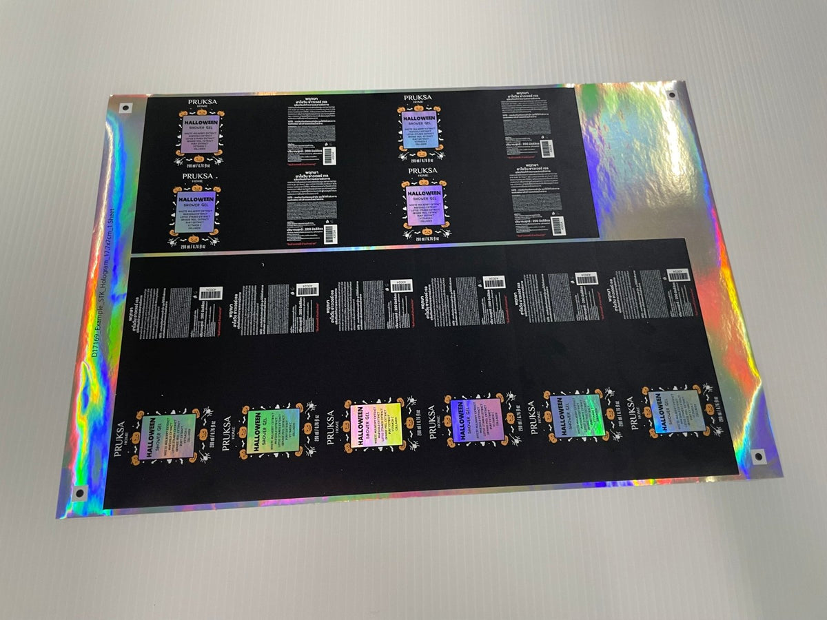 สติ๊กเกอร์โฮโลแกรม Hologram Sticker กันปลอม สะท้อนแสงหลากสี เพิ่มมูลค่าแบรนด์ เหมาะสำหรับฉลากสินค้า และงานพรีเมียม