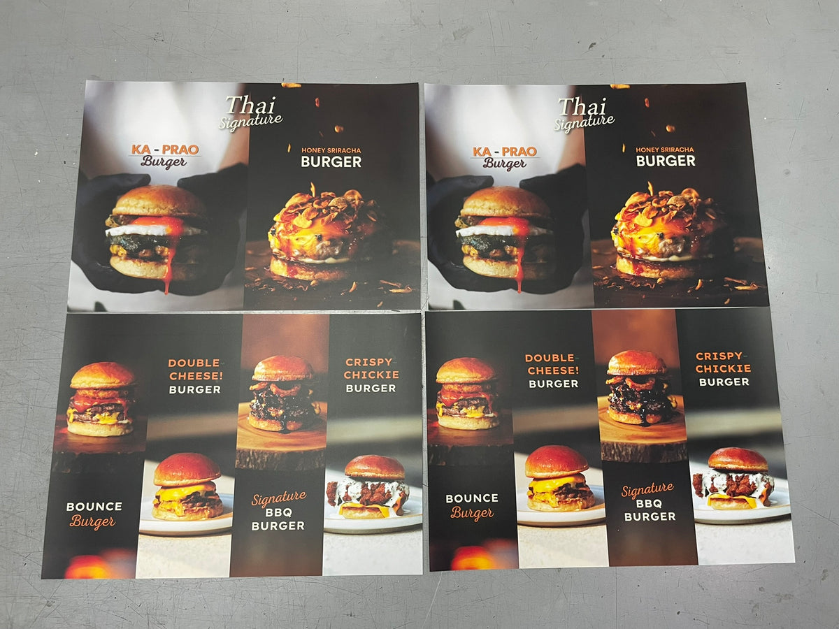 ป้ายเมนูอาหาร ป้ายราคา สำหรับติดผนังและตั้งโต๊ะ พิมพ์คมชัด ใช้งานสะดวก เหมาะสำหรับร้านอาหาร คาเฟ่ และร้านค้า