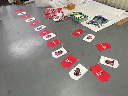 ธงราว Bunting Flag  พิมพ์ Inkjet ป้ายไวนิล ร้อยเชือก