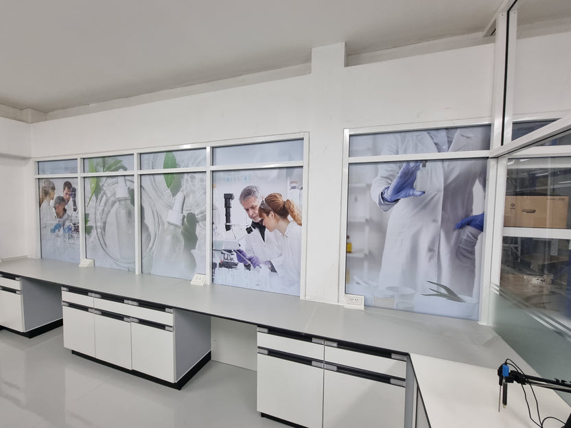 สติ๊กเกอร์ติดกระจก ทึบแสง กันแดด และโปร่งแสง พิมพ์คมชัด ช่วยลดแสงแดด เพิ่มความเป็นส่วนตัว เหมาะสำหรับอาคารและร้านค้า