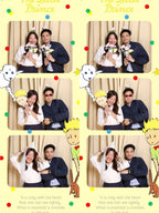 ตัวอย่างรูปถ่ายจาก Photobooth แขกยืนโพสต์พร้อมแถบฟิล์มลายพิเศษเป็นของที่ระลึก