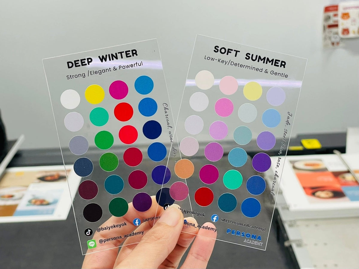 แผ่นชาร์ตสี พลาสติกใส เซลลูลอยด์ ตัวอย่างสีคุณภาพ เหมาะสำหรับงานพิมพ์และตกแต่งวัสดุ