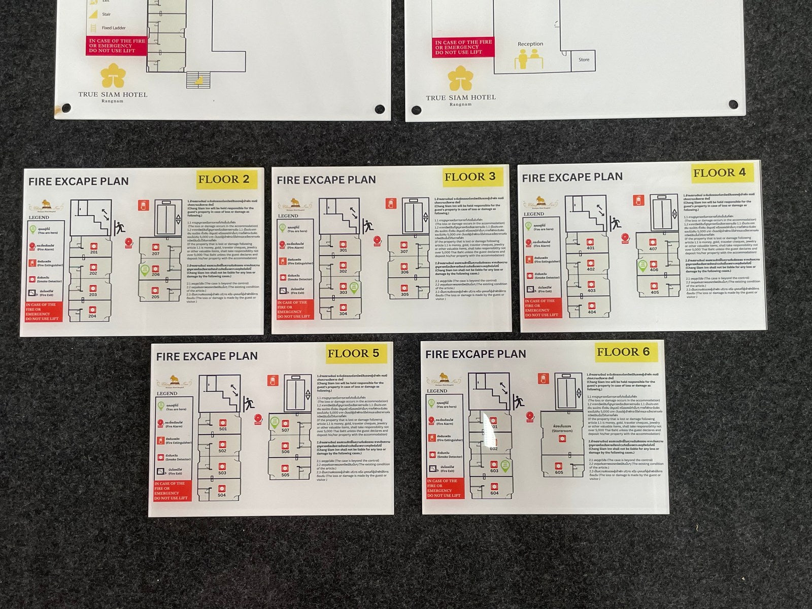 Fire escape plan sign building evacuation route UV printed durable