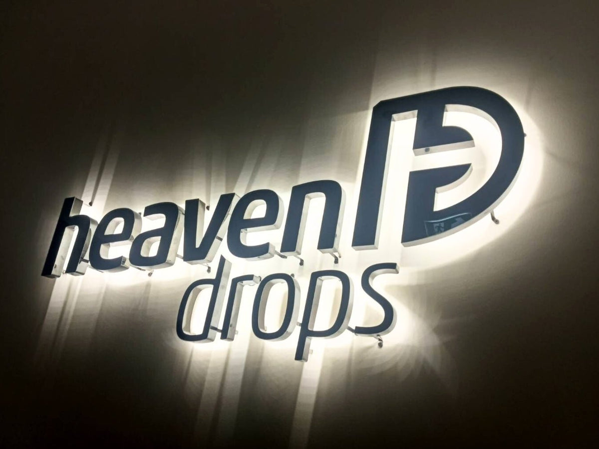 อักษรไฟออกหลัง ปิดหลังอะคริลิค กันสะท้อนเม็ดไฟ สวยหรู เหมาะสำหรับป้ายร้านค้าและอาคาร