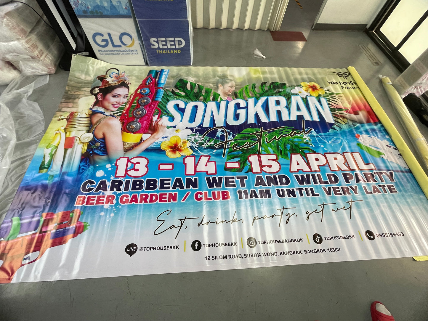 ป้ายไวนิล สงกรานต์ event banner Songkran banner promotional flex banner