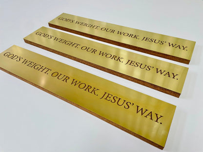 Brass sign, acid etching, sand etching 