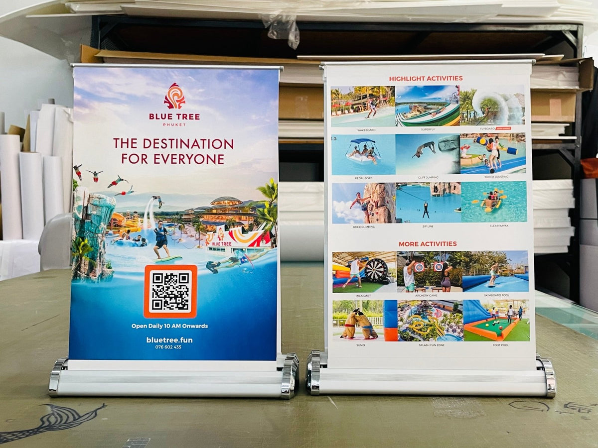 Mini Roll Up โรลอัพขนาดเล็ก น้ำหนักเบา ติดตั้งง่าย เหมาะสำหรับโปรโมชัน ร้านค้า และบูธแสดงสินค้า