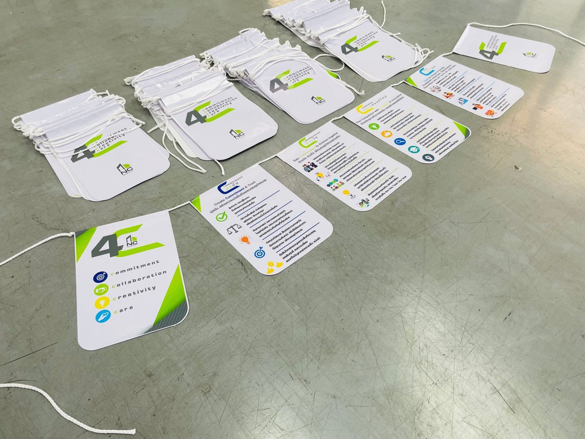 ธงราว Bunting Flag พิมพ์สีสดคมชัด น้ำหนักเบา แข็งแรง เหมาะสำหรับงานอีเวนต์ งานเทศกาล งานโปรโมชัน และตกแต่งหน้าร้าน