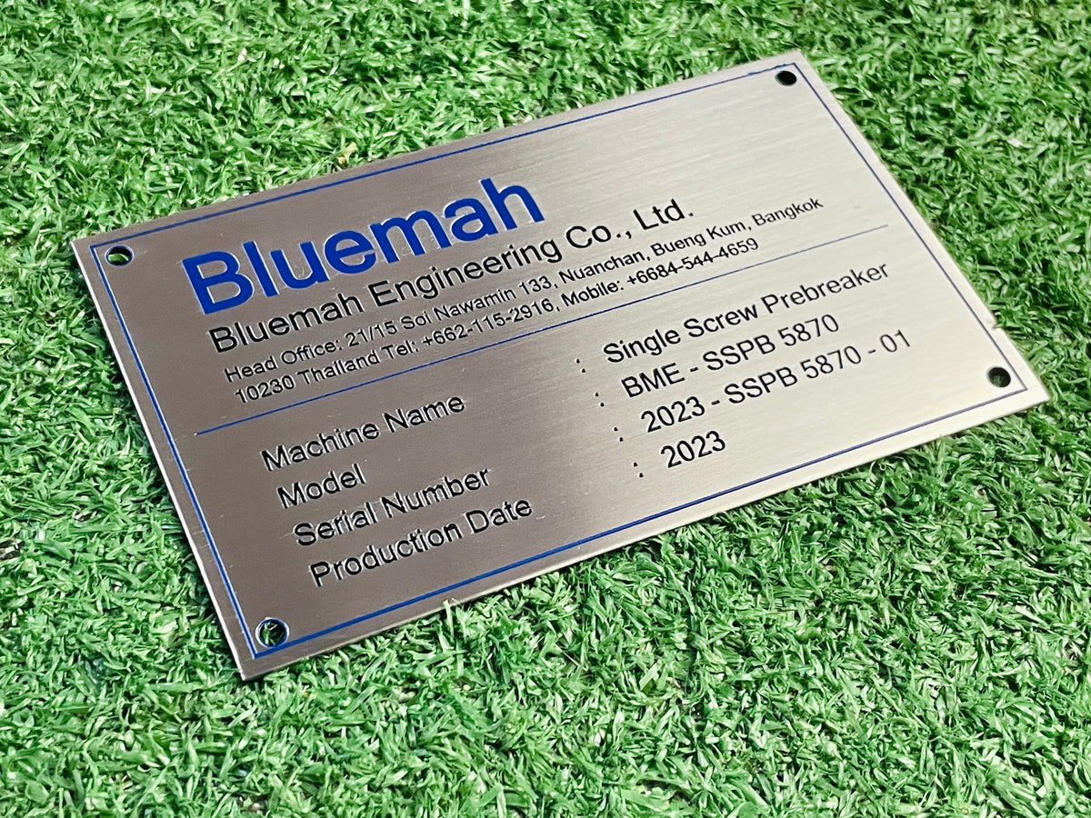 ป้ายสแตนเลสกัดกรด โลโก้บริษัท Etched Metal Sign ป้ายกัดกรดสแตนเลส SS304 ป้ายชื่อบริษัทสแตนเลส กัดกรดลงสี
