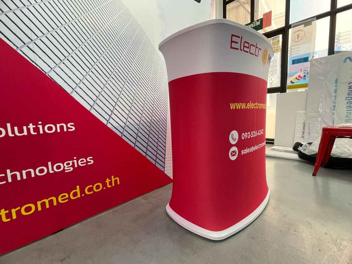 โต๊ะ เคาน์เตอร์ โต๊ะชวนชิม Promotion Counter น้ำหนักเบา ถอดประกอบง่าย เหมาะสำหรับงานอีเวนต์ โปรโมชัน และออกบูธ