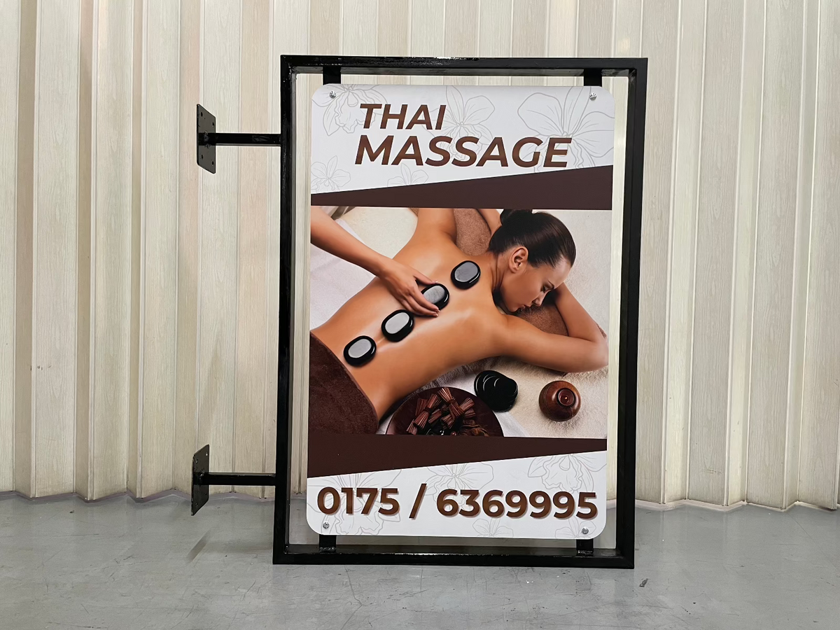 ป้ายร้านนวด สปา ดีไซน์หรูหรา สะท้อนบรรยากาศผ่อนคลาย เหมาะสำหรับร้านสปาและร้านนวดแผนไทย
