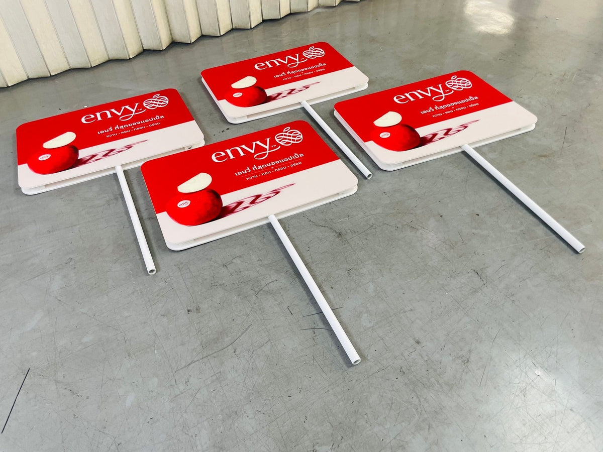 ป้ายถือโฆษณา ป้ายทรูป น้ำหนักเบา พกพาสะดวก พิมพ์คมชัด เหมาะสำหรับโปรโมชัน อีเวนต์ เดินแจก และกิจกรรมรณรงค์