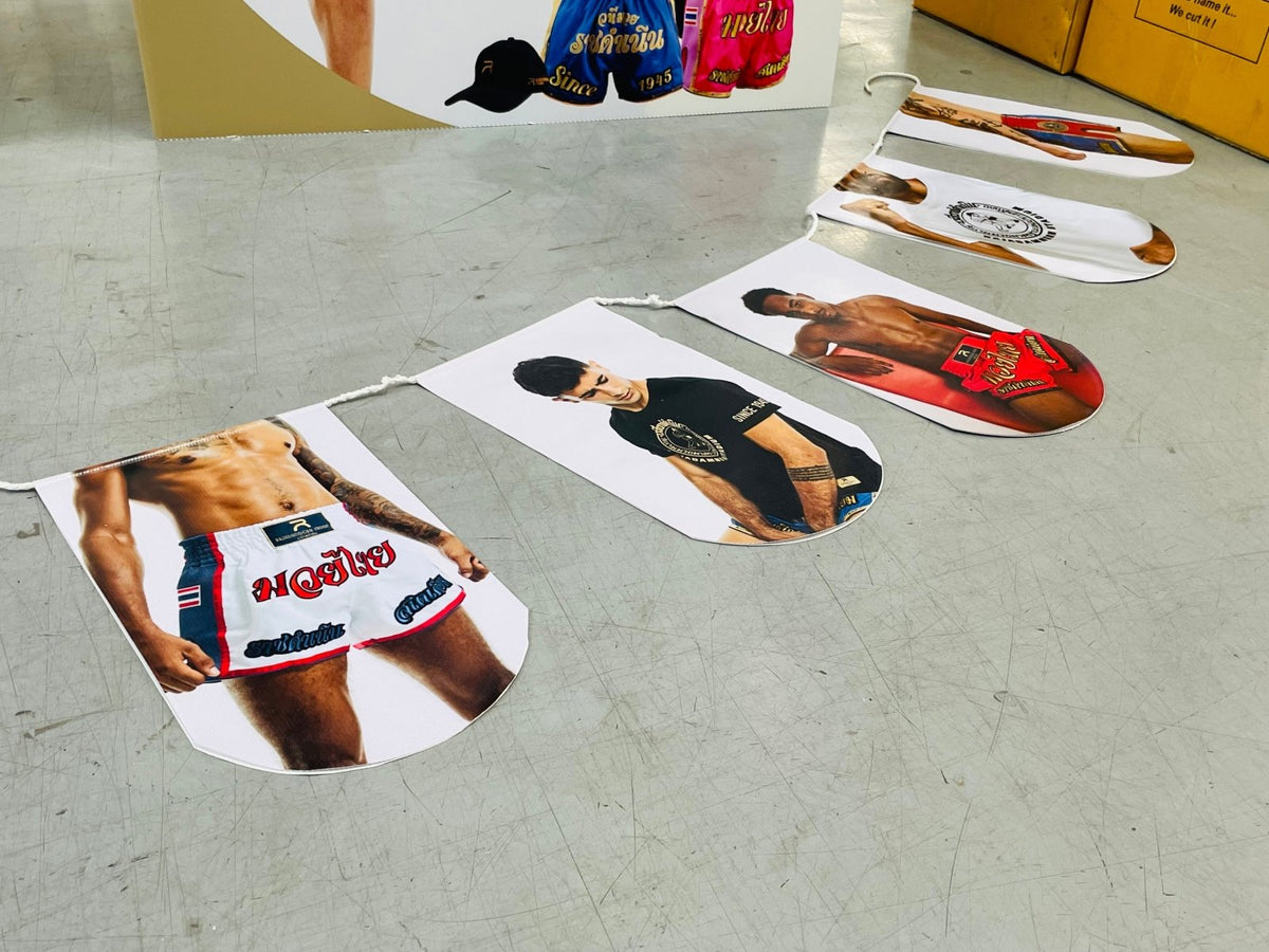 ธงราว Bunting Flag พิมพ์สีสดคมชัด น้ำหนักเบา แข็งแรง เหมาะสำหรับงานอีเวนต์ งานเทศกาล งานโปรโมชัน และตกแต่งหน้าร้าน