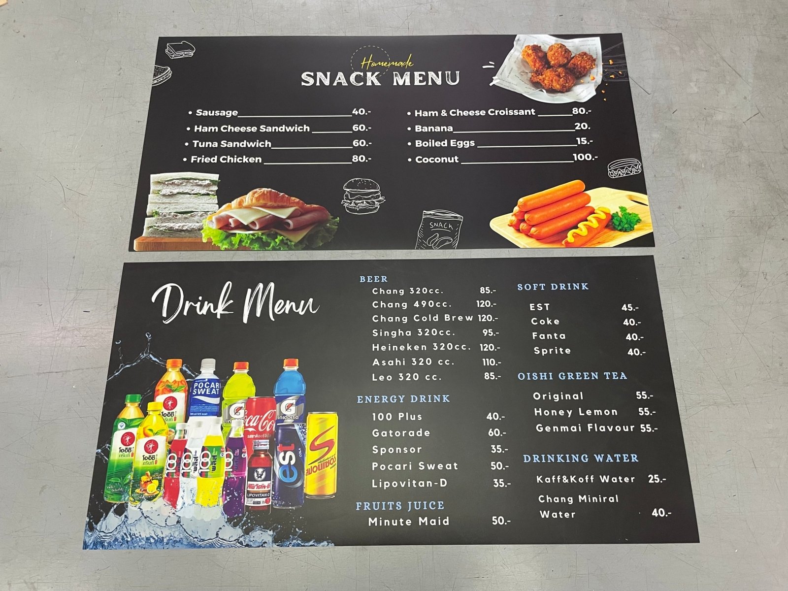 ป้ายไวนิลร้านอาหาร สีสด คมชัด เหมาะสำหรับร้านอาหาร คาเฟ่ และธุรกิจบริการด้านอาหาร