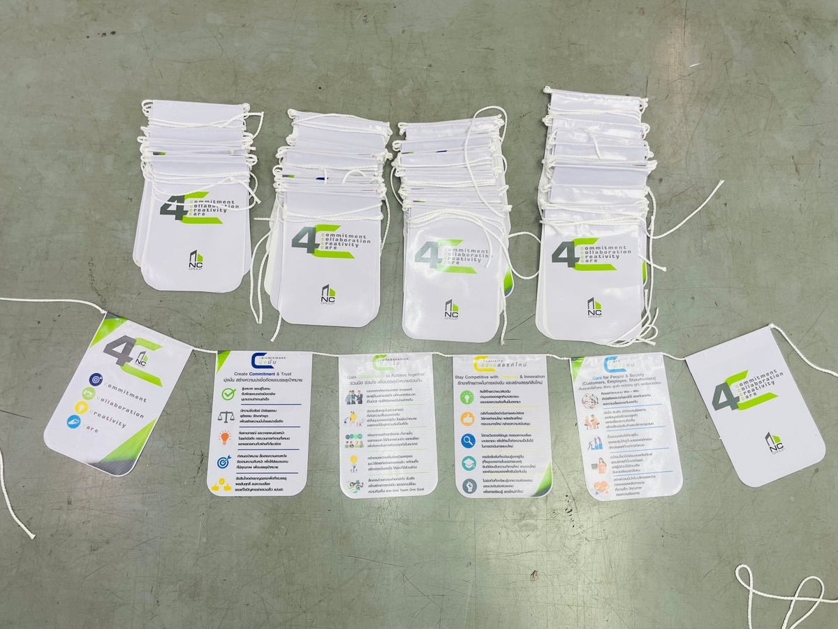 ธงราว Bunting Flag พิมพ์สีสดคมชัด น้ำหนักเบา แข็งแรง เหมาะสำหรับงานอีเวนต์ งานเทศกาล งานโปรโมชัน และตกแต่งหน้าร้าน