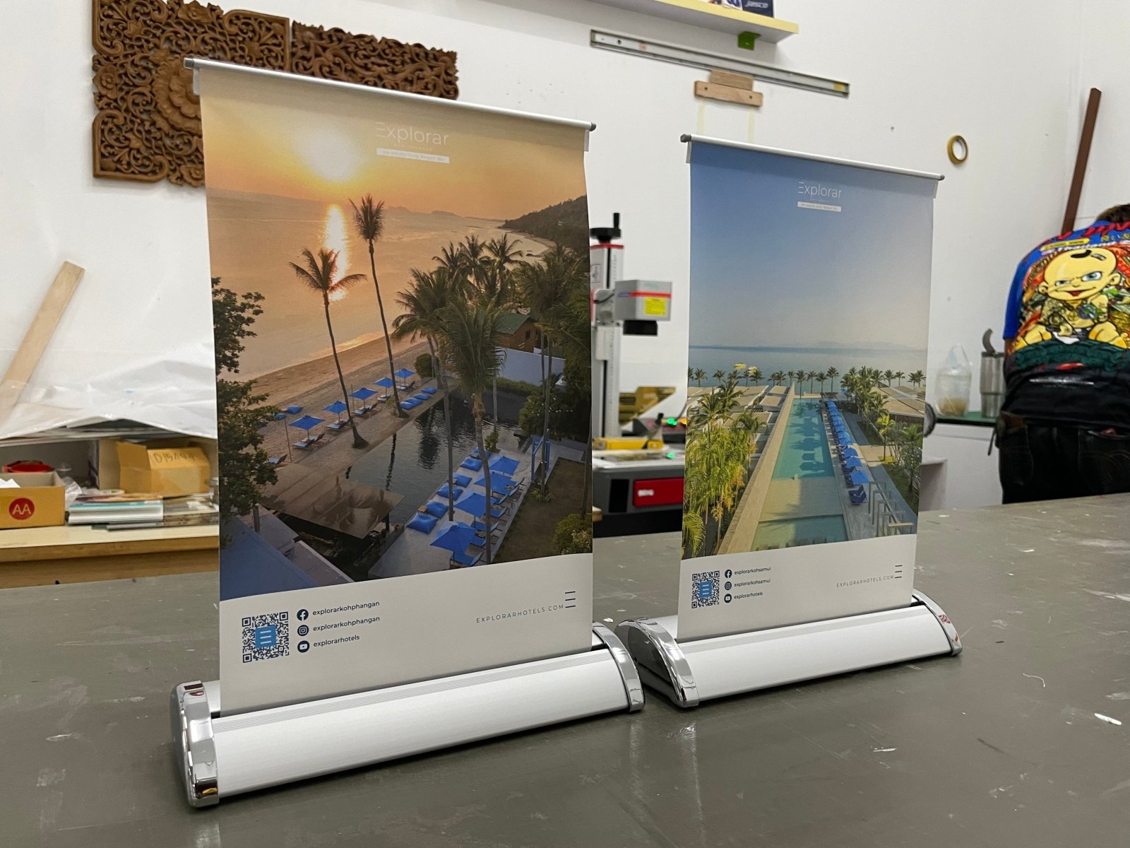 Mini Roll Up โรลอัพขนาดเล็ก น้ำหนักเบา ติดตั้งง่าย เหมาะสำหรับโปรโมชัน ร้านค้า และบูธแสดงสินค้า