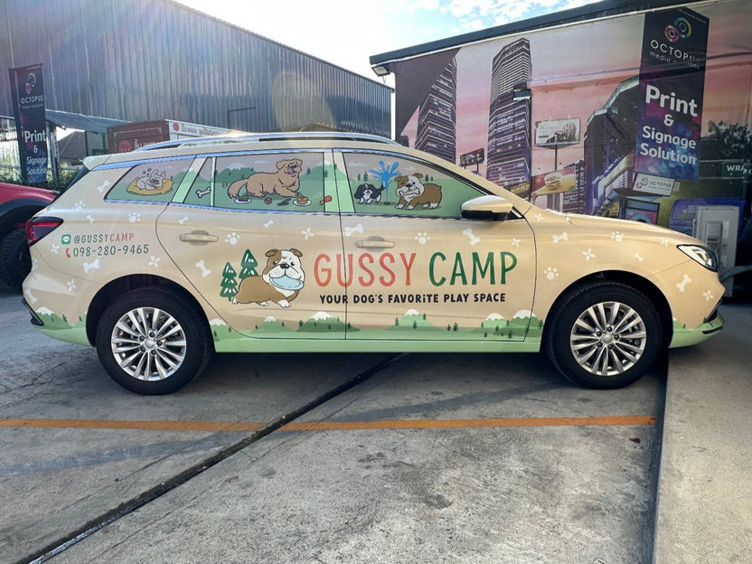 สติ๊กเกอร์ติดรถ Car Wrap แร็ปสติ๊กเกอร์ วัสดุคุณภาพสูง 3M พิมพ์คมชัด ติดทนทาน เหมาะสำหรับโฆษณาและตกแต่งรถทุกประเภท